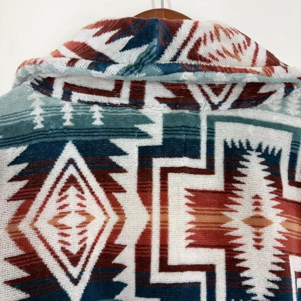 Pendleton Womans Bathrobe S Silver Blue Harding Star Aztec Robe Unisex Cotton